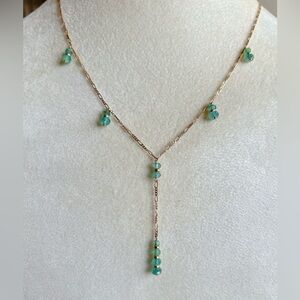 Vintage 14k Nabco green gemstone necklace